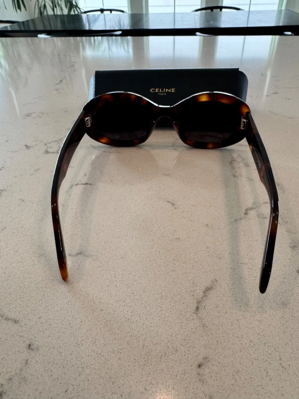 Celine Triomphe  01 SUNGLASSES IN ACETATE Oval Sunglasses with Gold Accent - Picture 6 of 10
